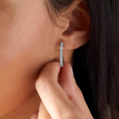 Rosecliff Aquamarine Hoop Earrings in 14k Gold (March)