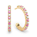 Rosecliff Diamond & Pink Sapphire Hoop Earrings in 14k Gold (October)