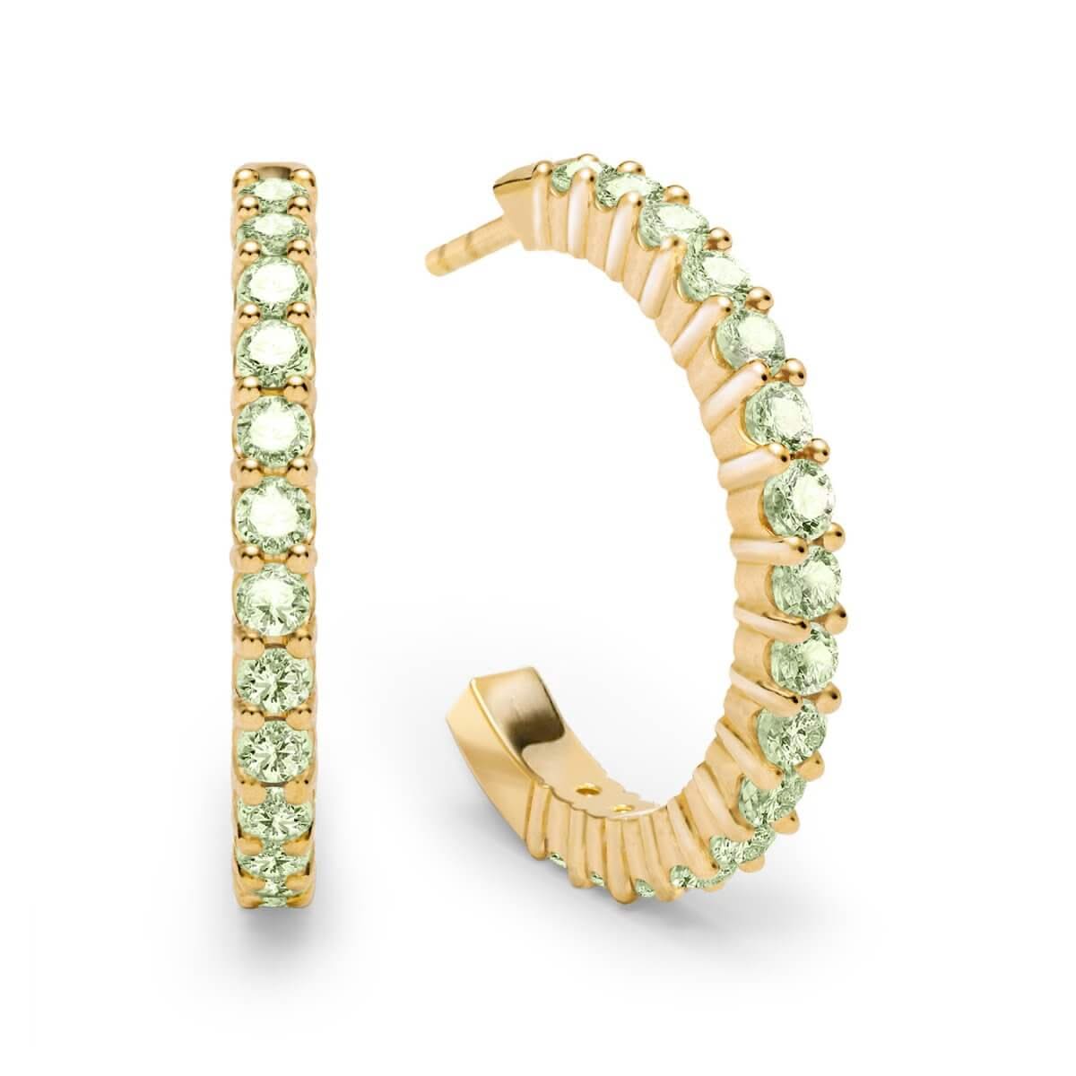 Rosecliff Peridot Hoop Earrings in 14k Gold (August)