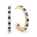 Rosecliff Diamond & Sapphire Hoop Earrings in 14k Gold (September)