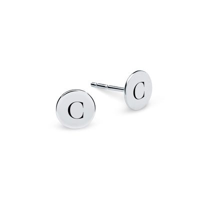 Letter C Stud Earrings in 14k Gold