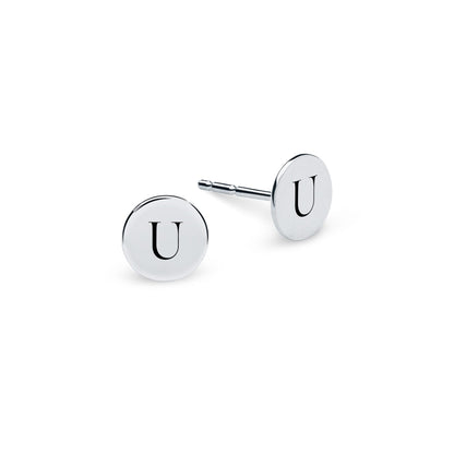 Letter U Stud Earrings in 14k Gold