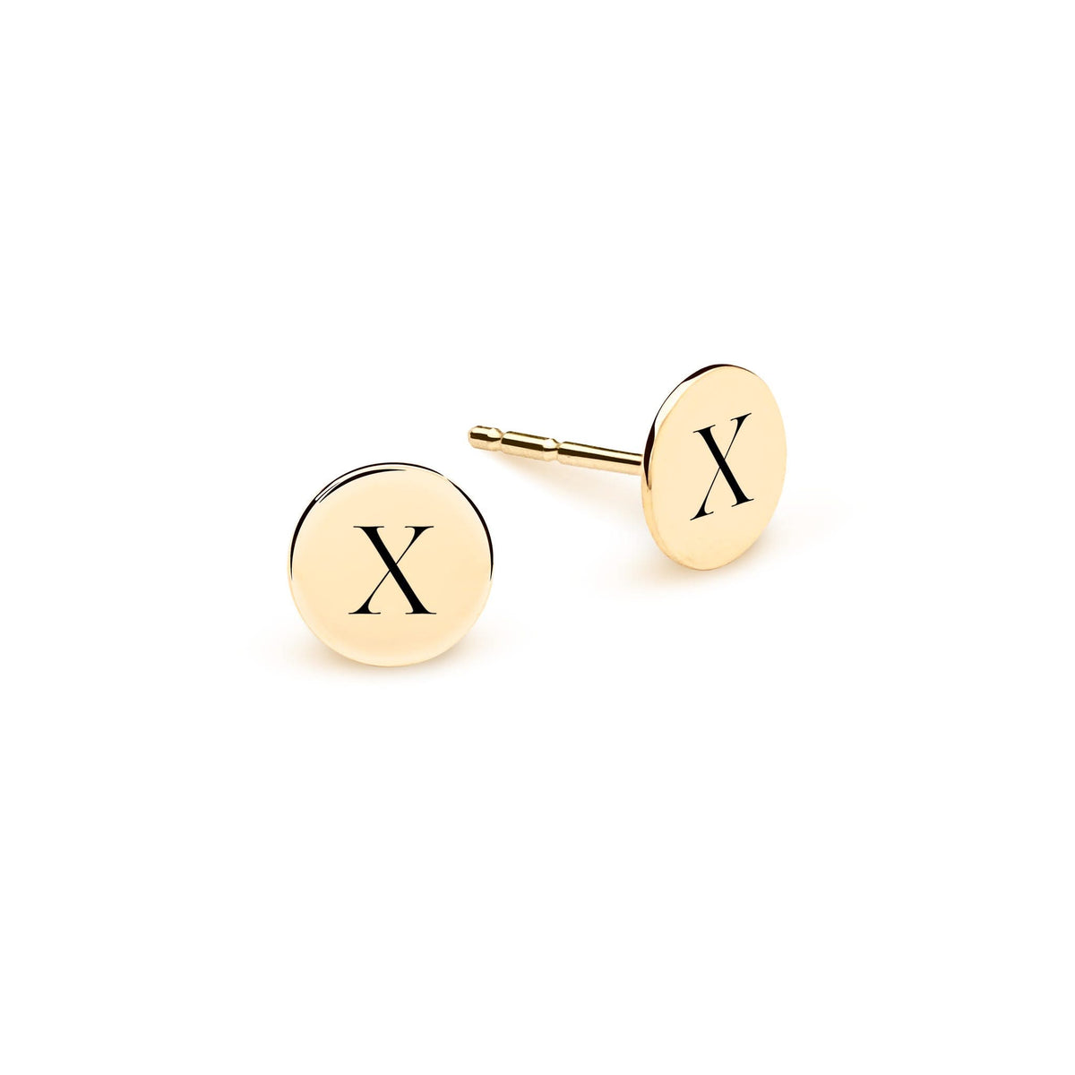 Letter X Stud Earrings in 14k Gold