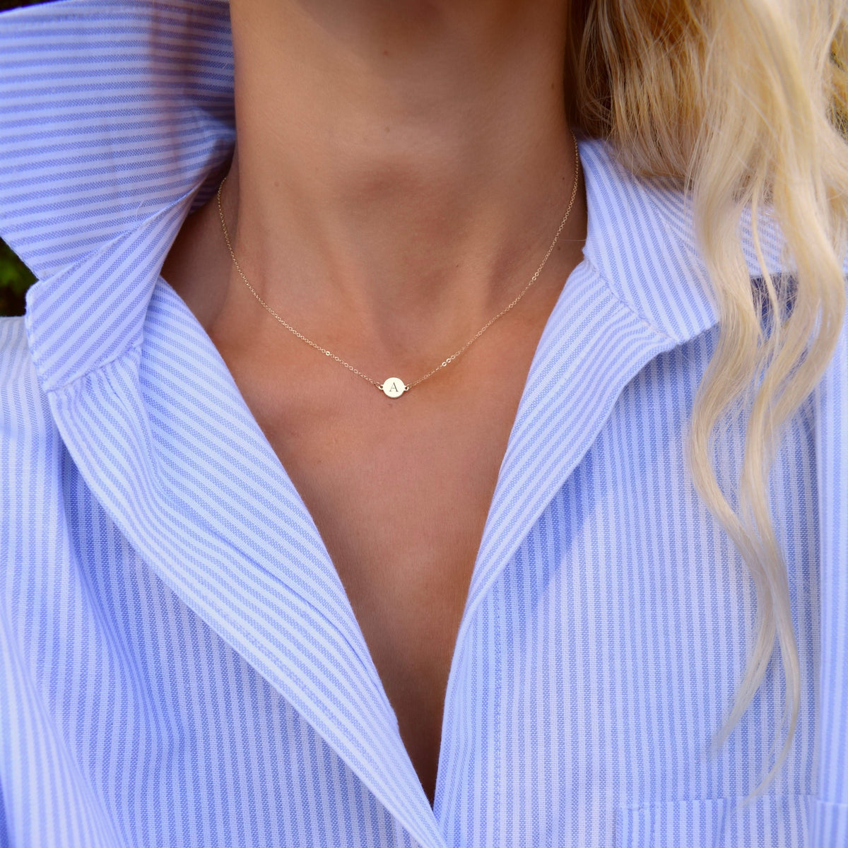 Letter A Necklace in 14k Gold