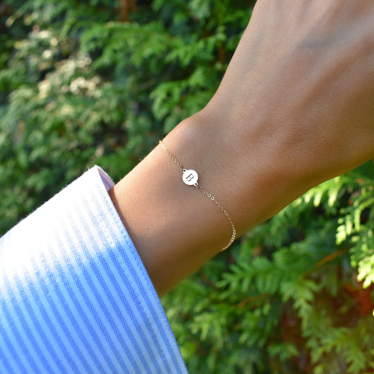 Letter B Bracelet in 14k Gold