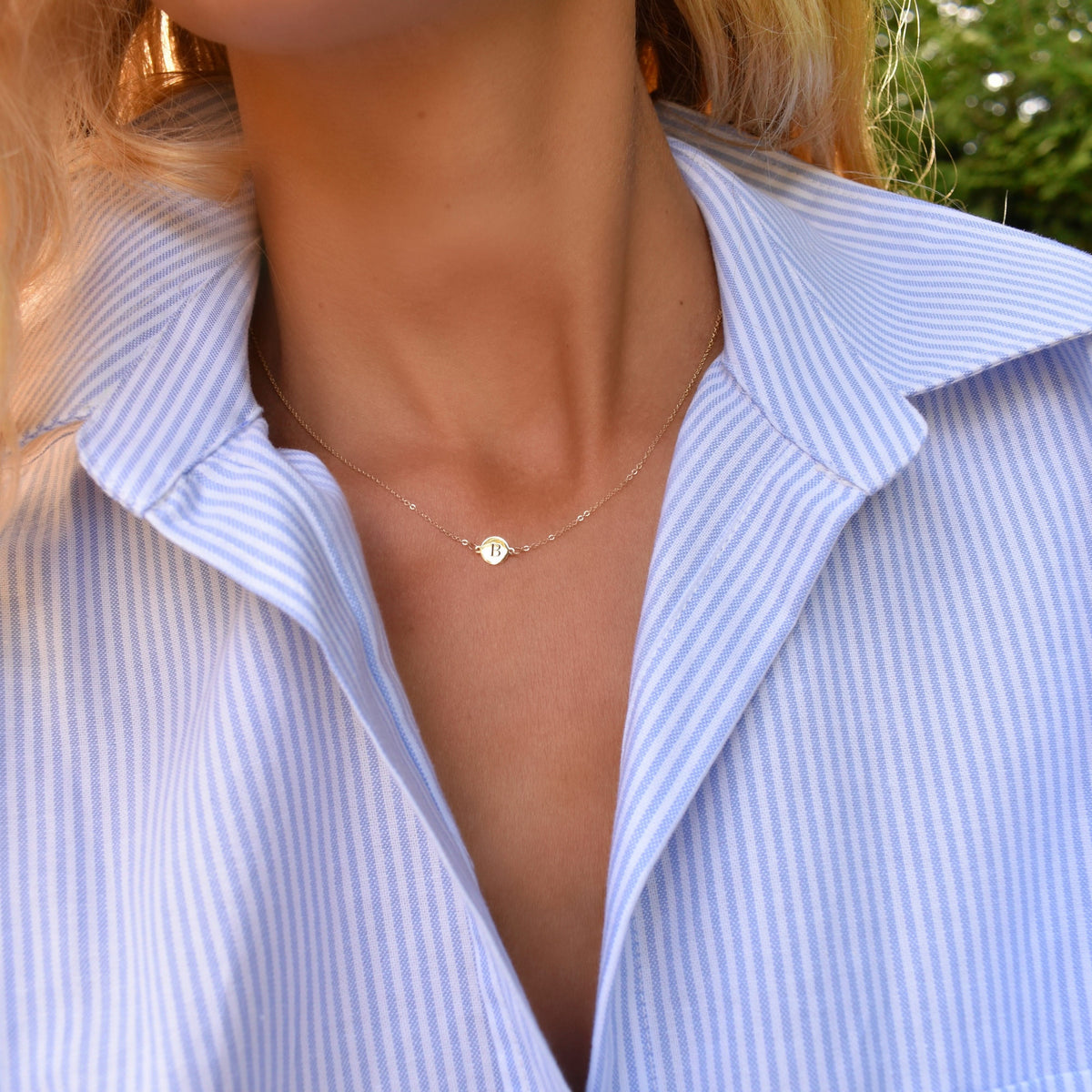 Letter B Necklace in 14k Gold