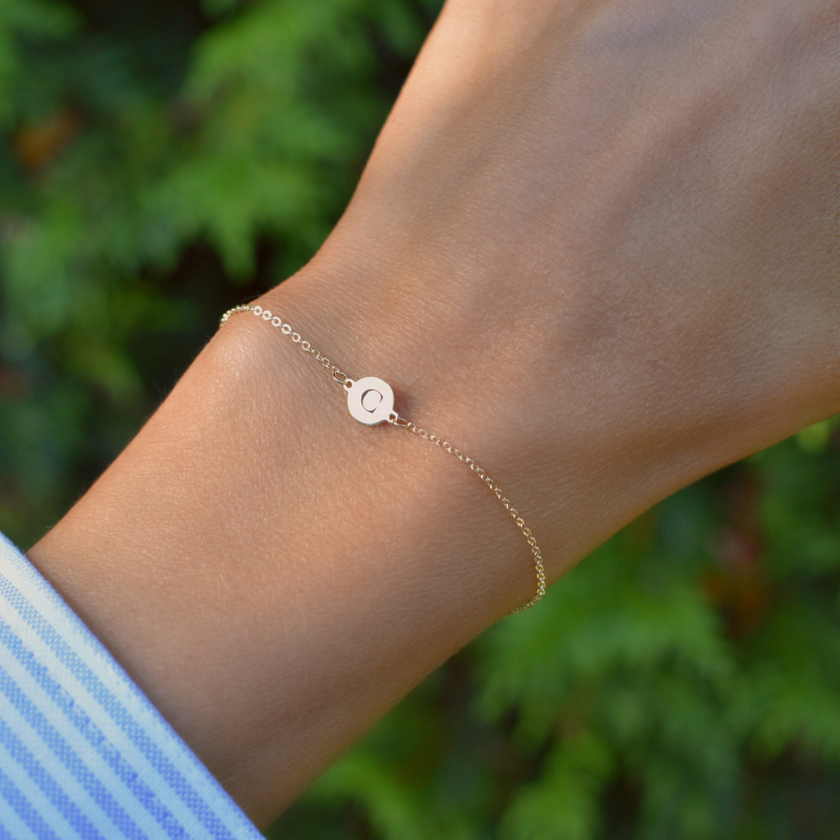 Letter C Bracelet in 14k Gold