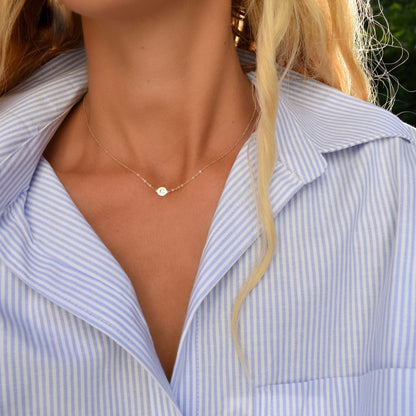 Letter C Necklace in 14k Gold