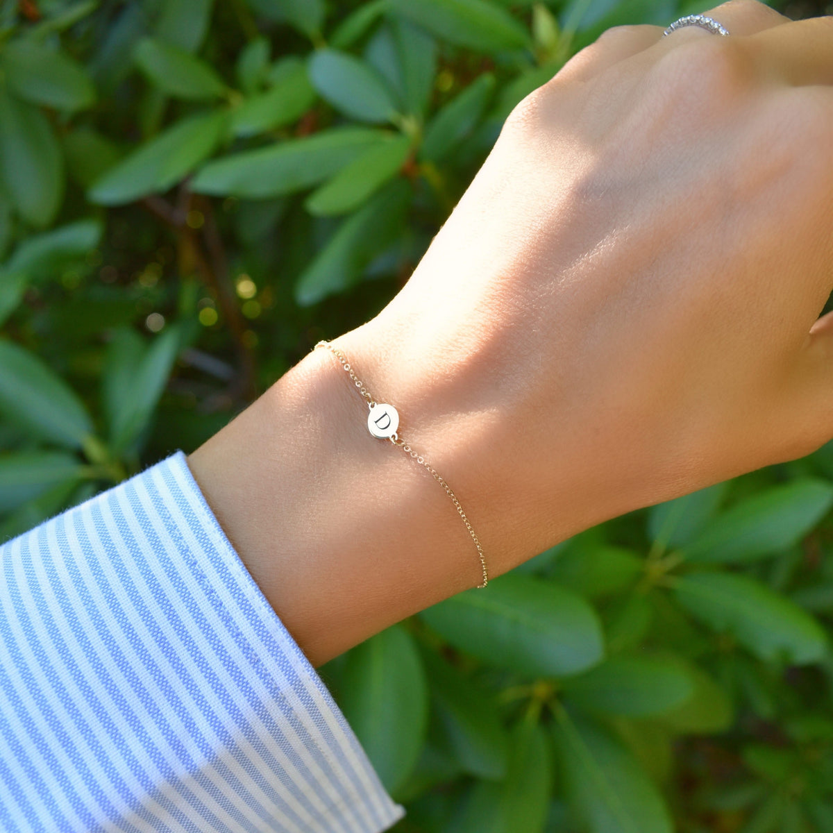 Letter D Bracelet in 14k Gold