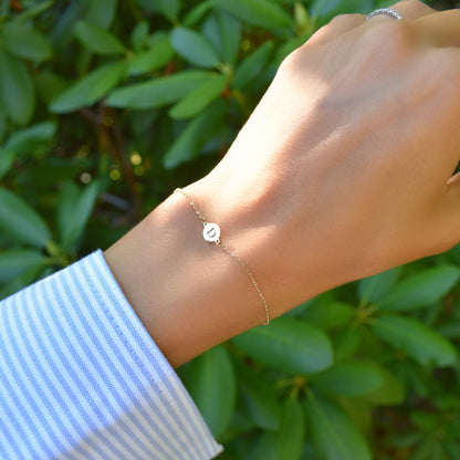 Letter D Bracelet in 14k Gold
