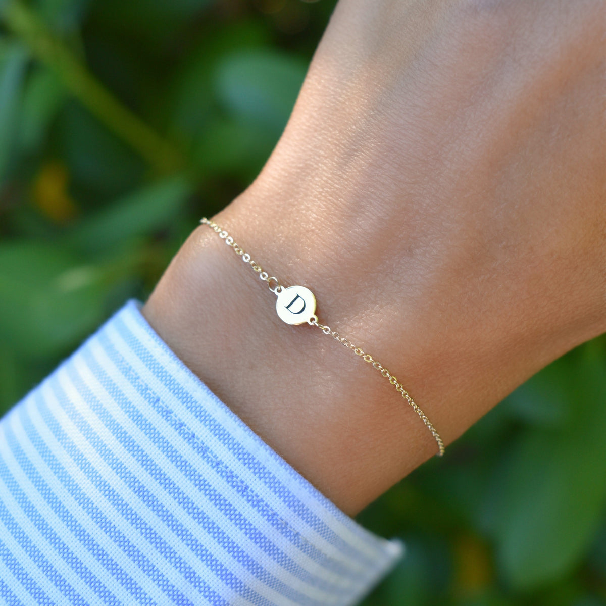 Letter D Bracelet in 14k Gold