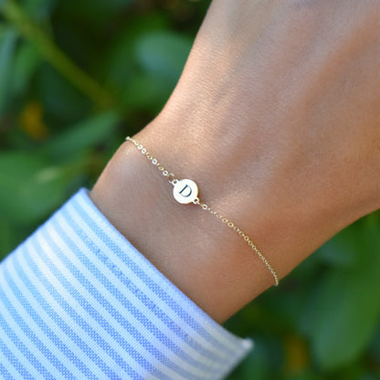 Letter D Bracelet in 14k Gold