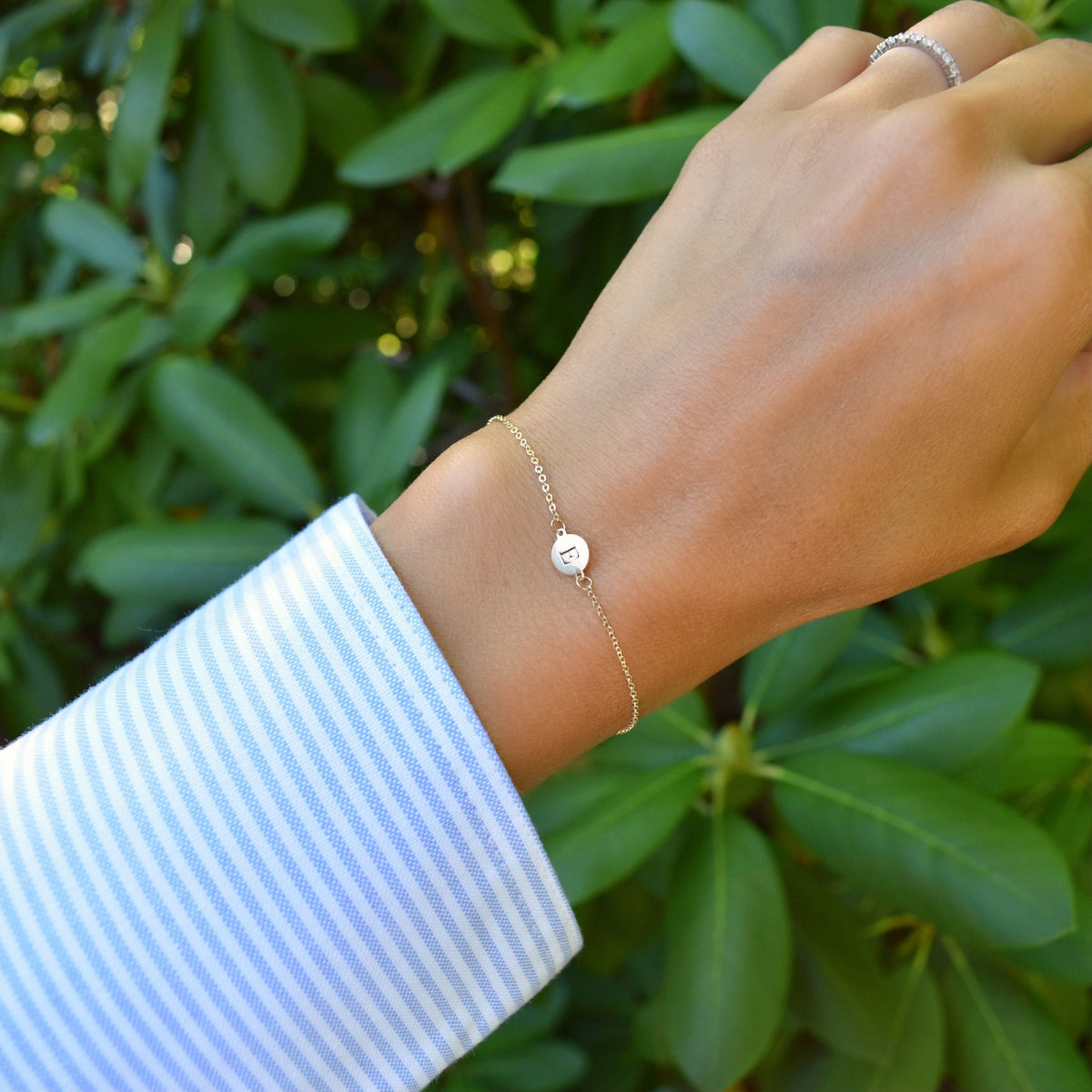 Letter E Bracelet in 14k Gold