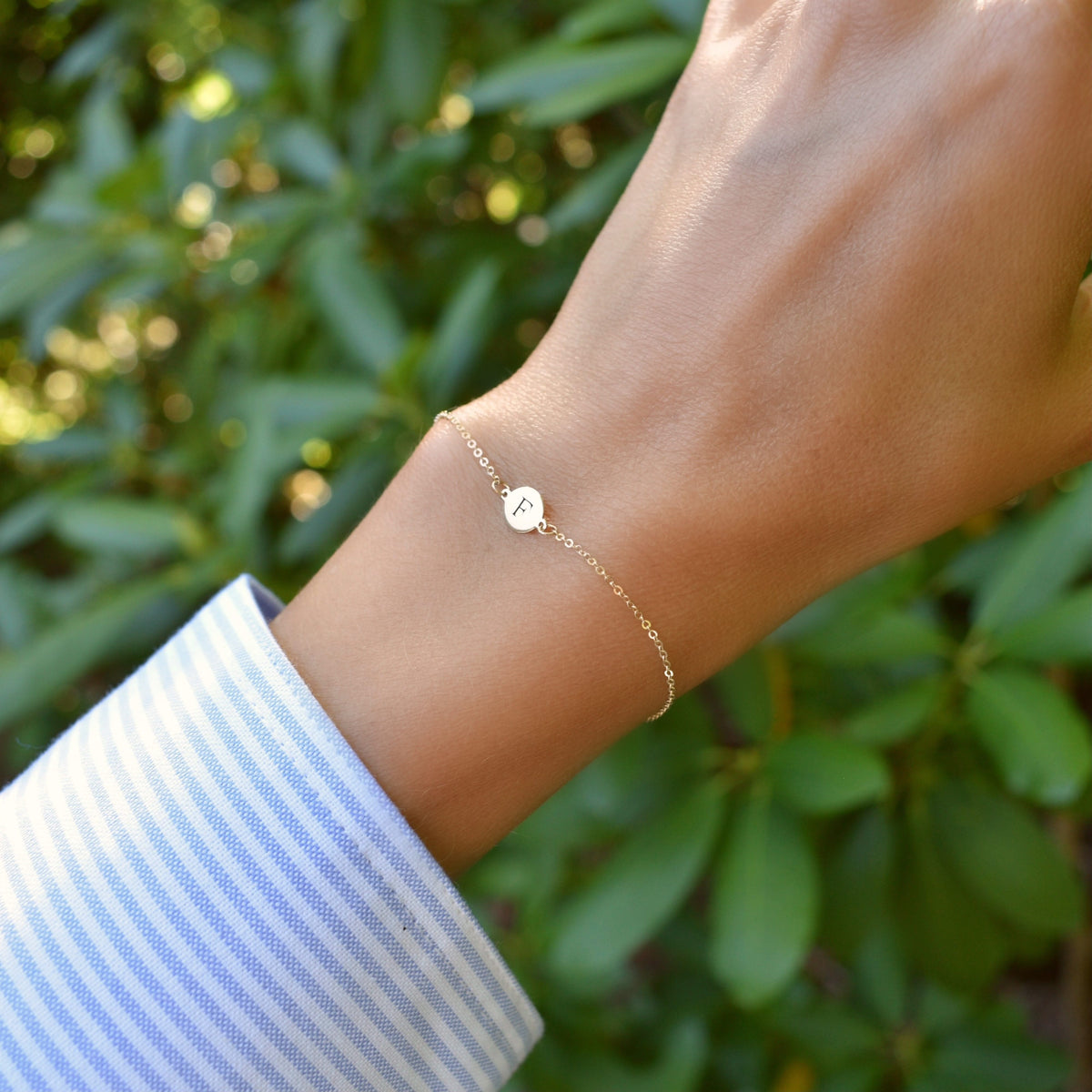 Letter F Bracelet in 14k Gold