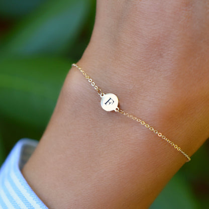 Letter F Bracelet in 14k Gold