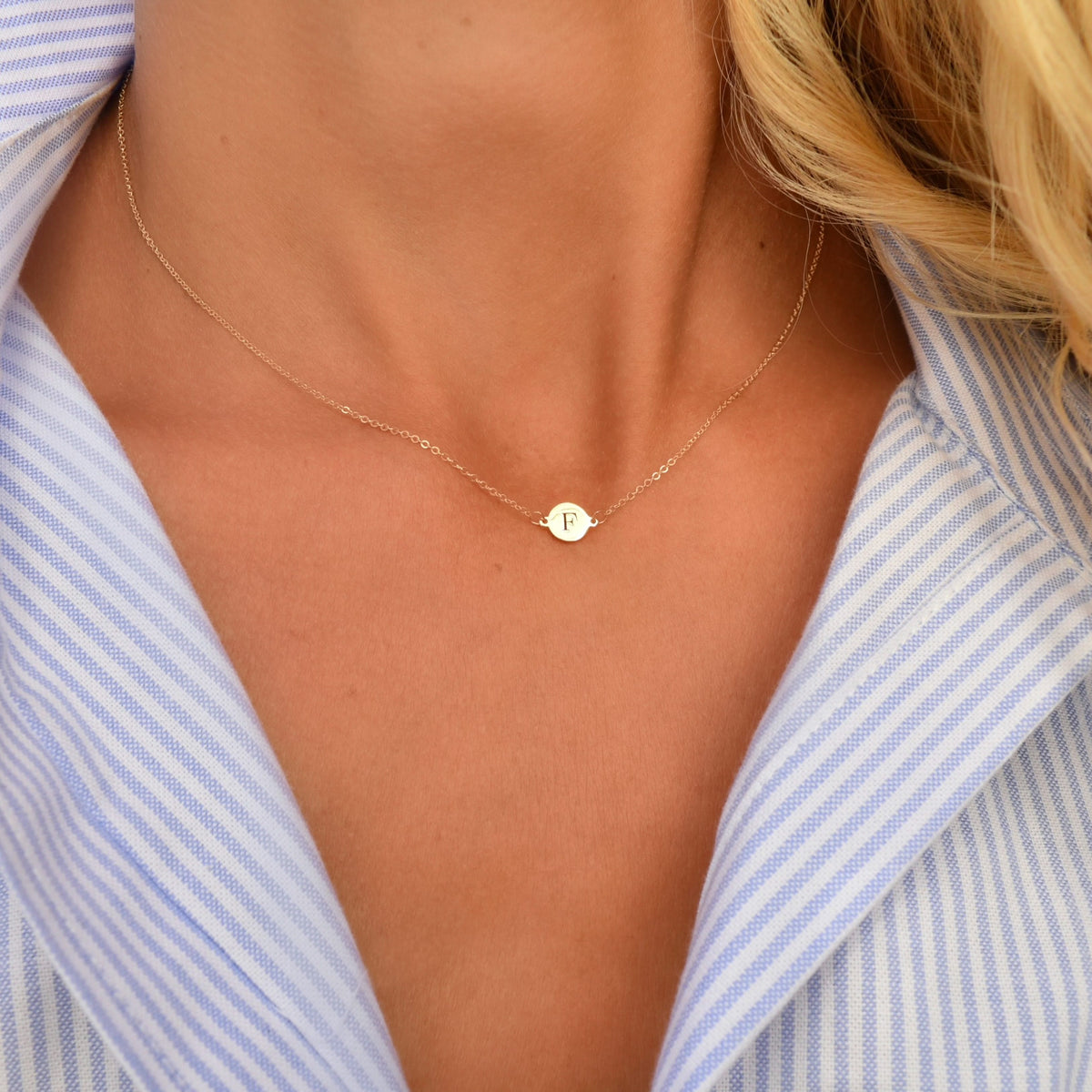 Letter F Necklace in 14k Gold