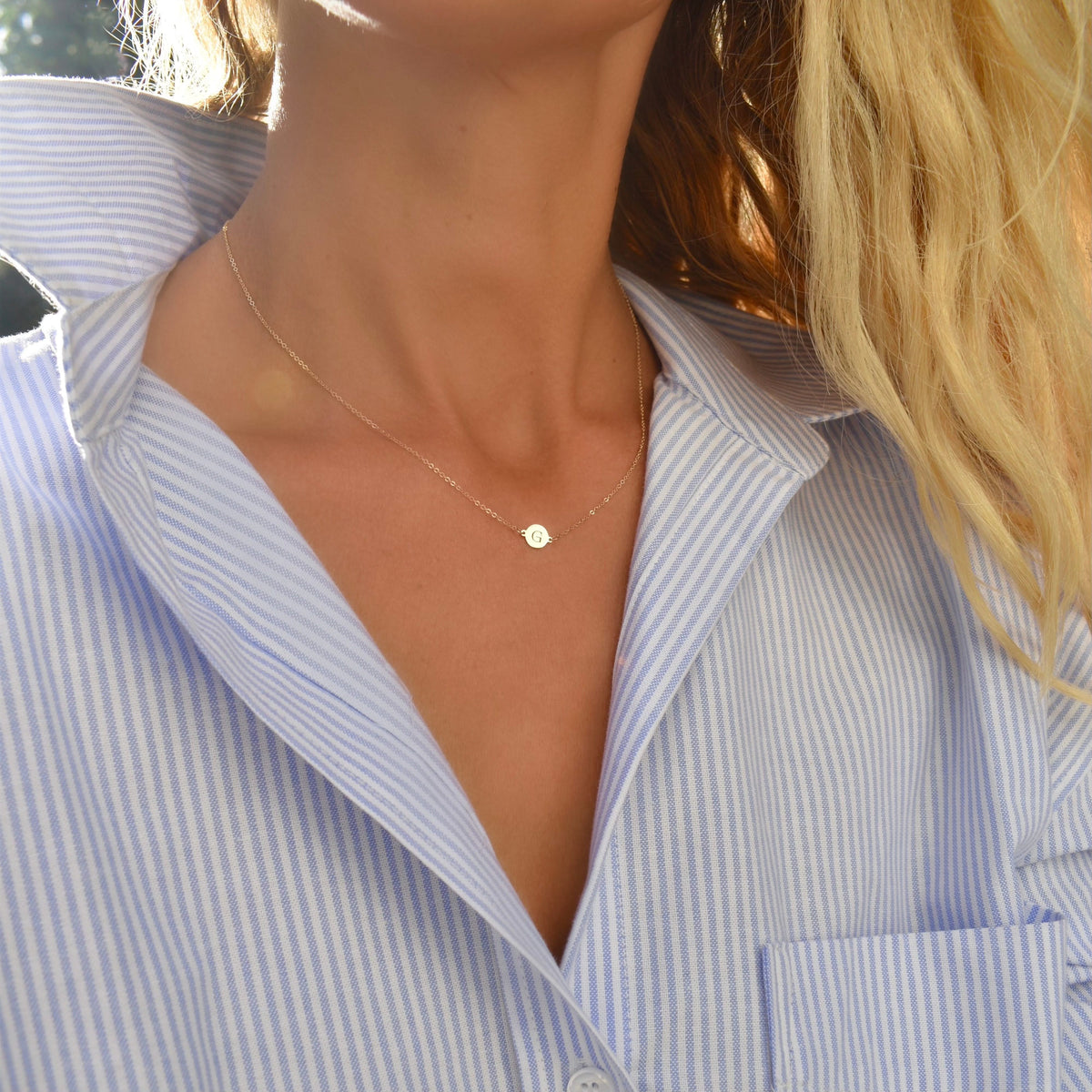 Letter G Necklace in 14k Gold