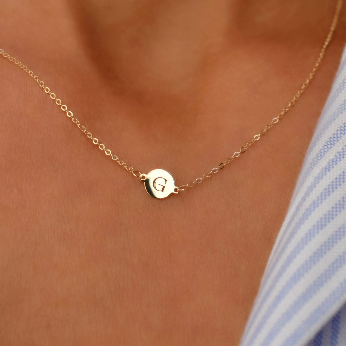 Letter G Necklace in 14k Gold