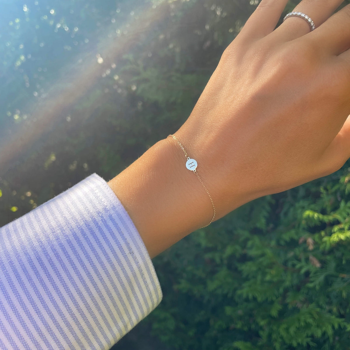 Letter H Bracelet in 14k Gold