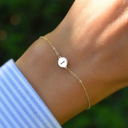 Letter I Bracelet in 14k Gold