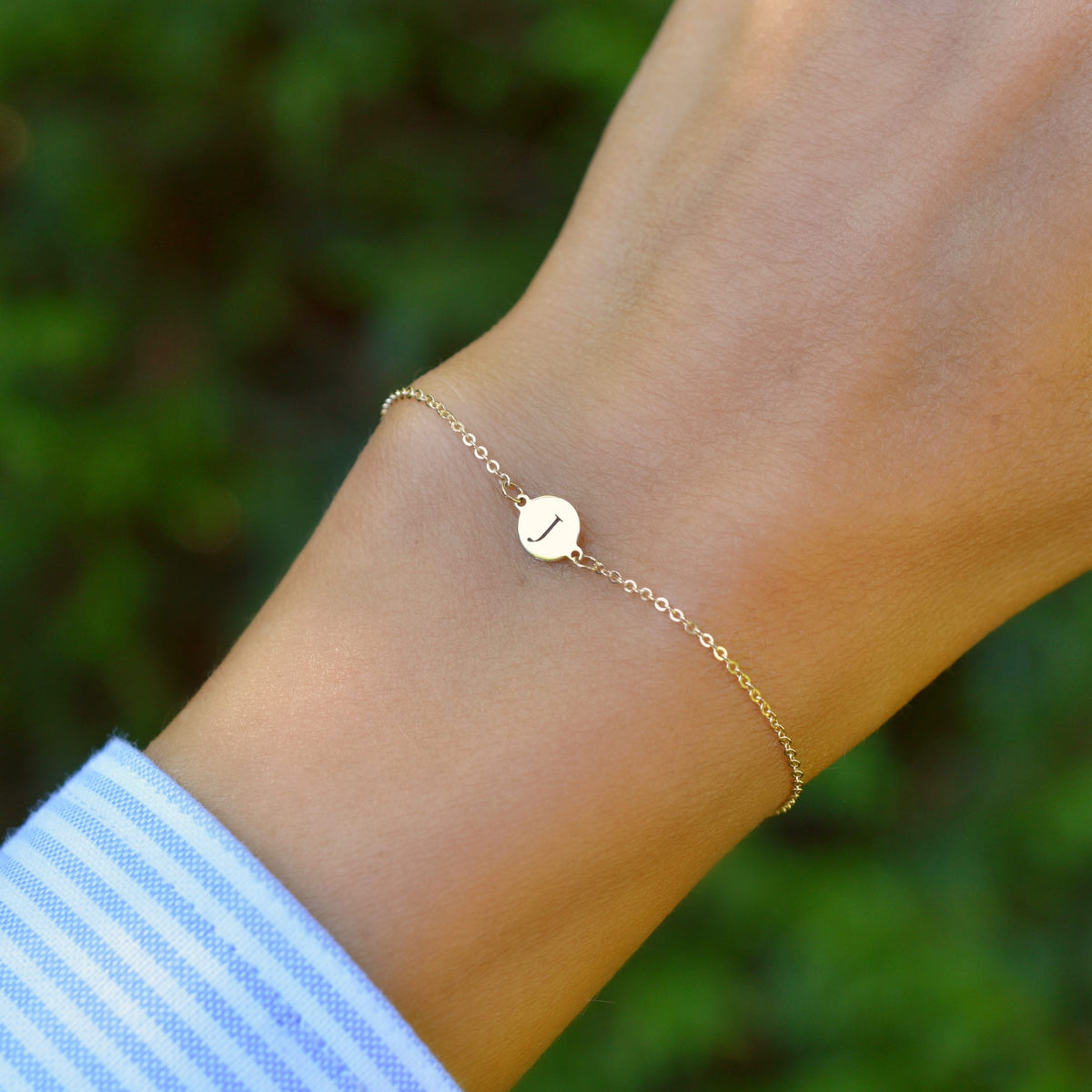Letter J Bracelet in 14k Gold