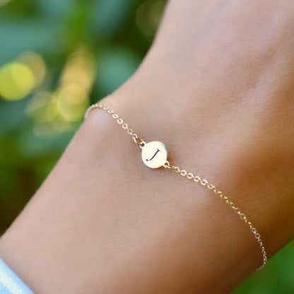 Letter J Bracelet in 14k Gold