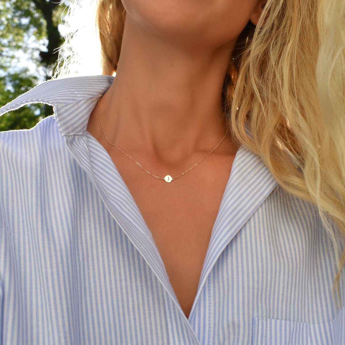 Letter J Necklace in 14k Gold