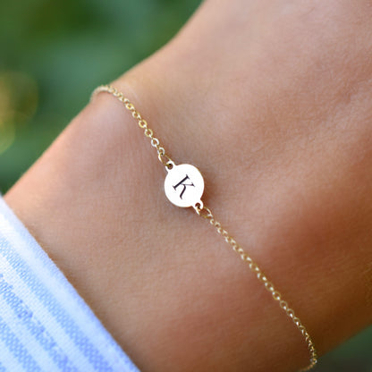 Letter K Bracelet in 14k Gold