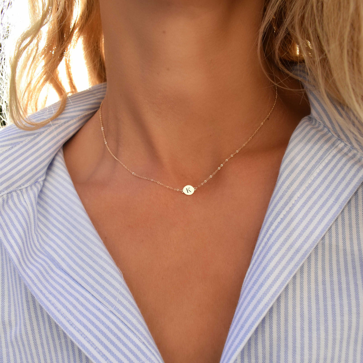 Letter K Necklace in 14k Gold