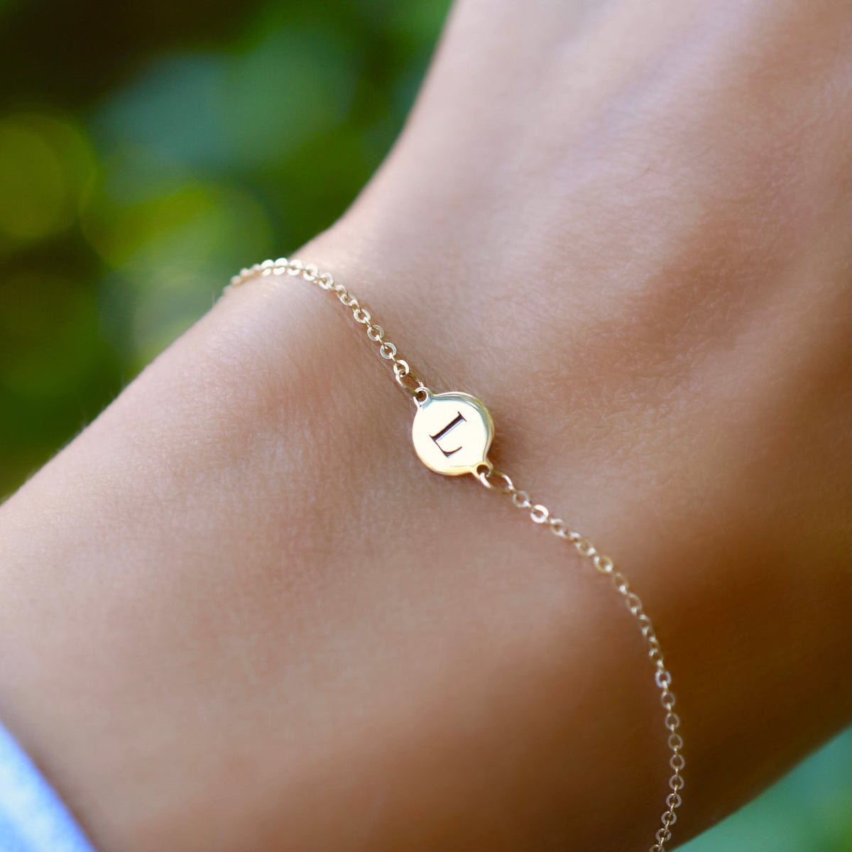 Letter L Bracelet in 14k Gold