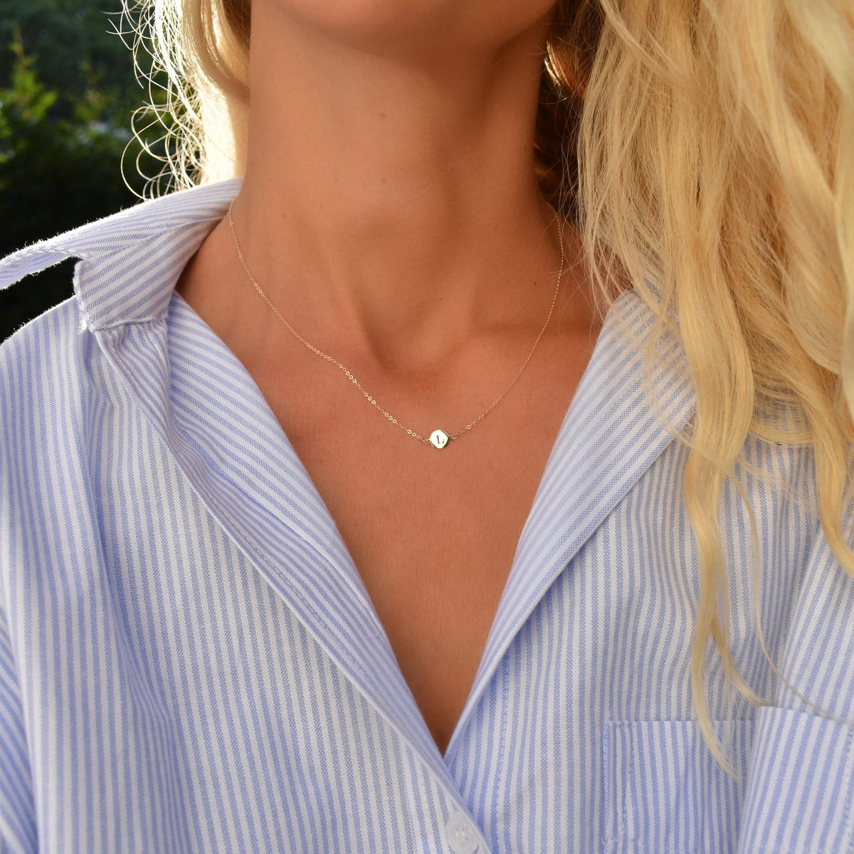 Letter L Necklace in 14k Gold