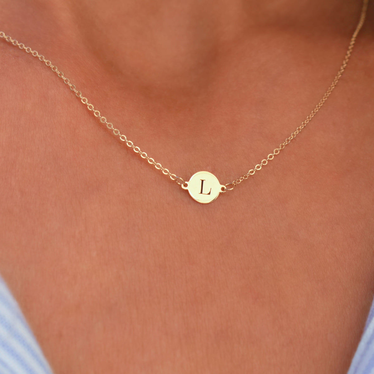 Letter L Necklace in 14k Gold