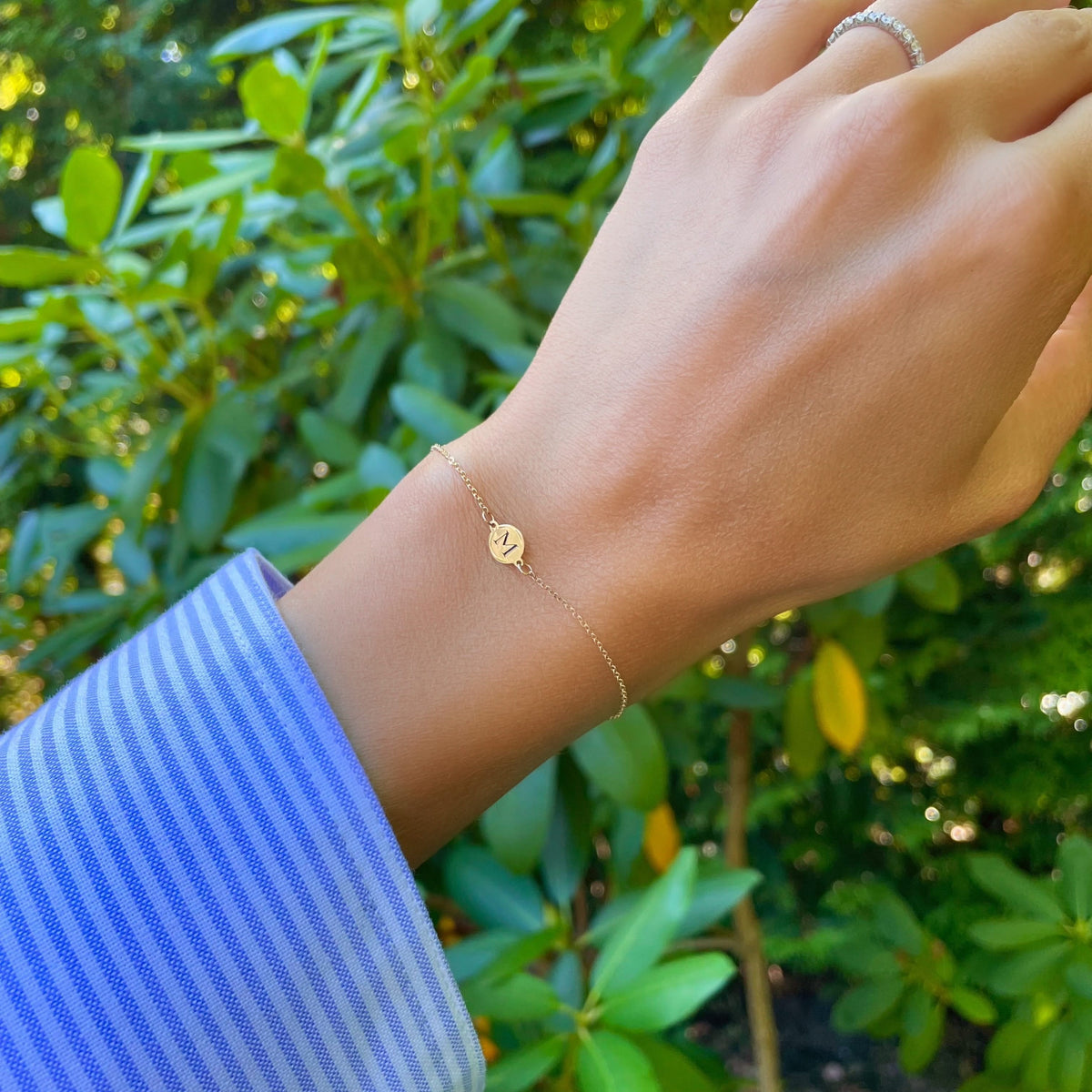 Letter M Bracelet in 14k Gold