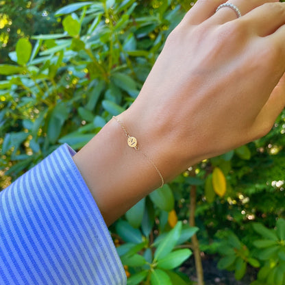 Letter M Bracelet in 14k Gold