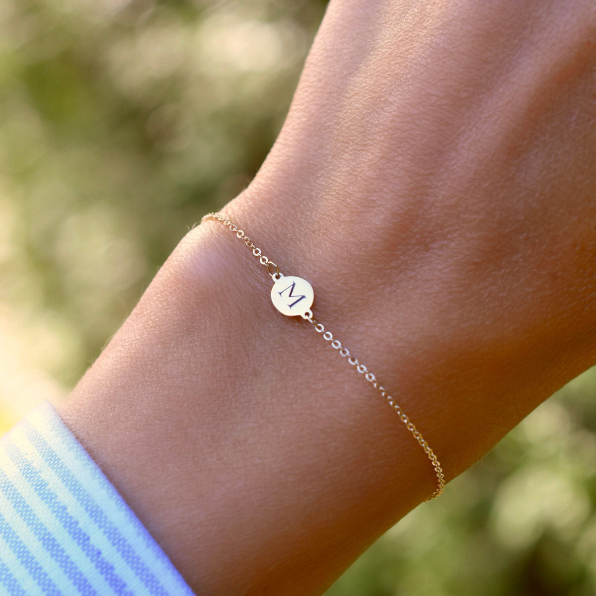 Letter M Bracelet in 14k Gold