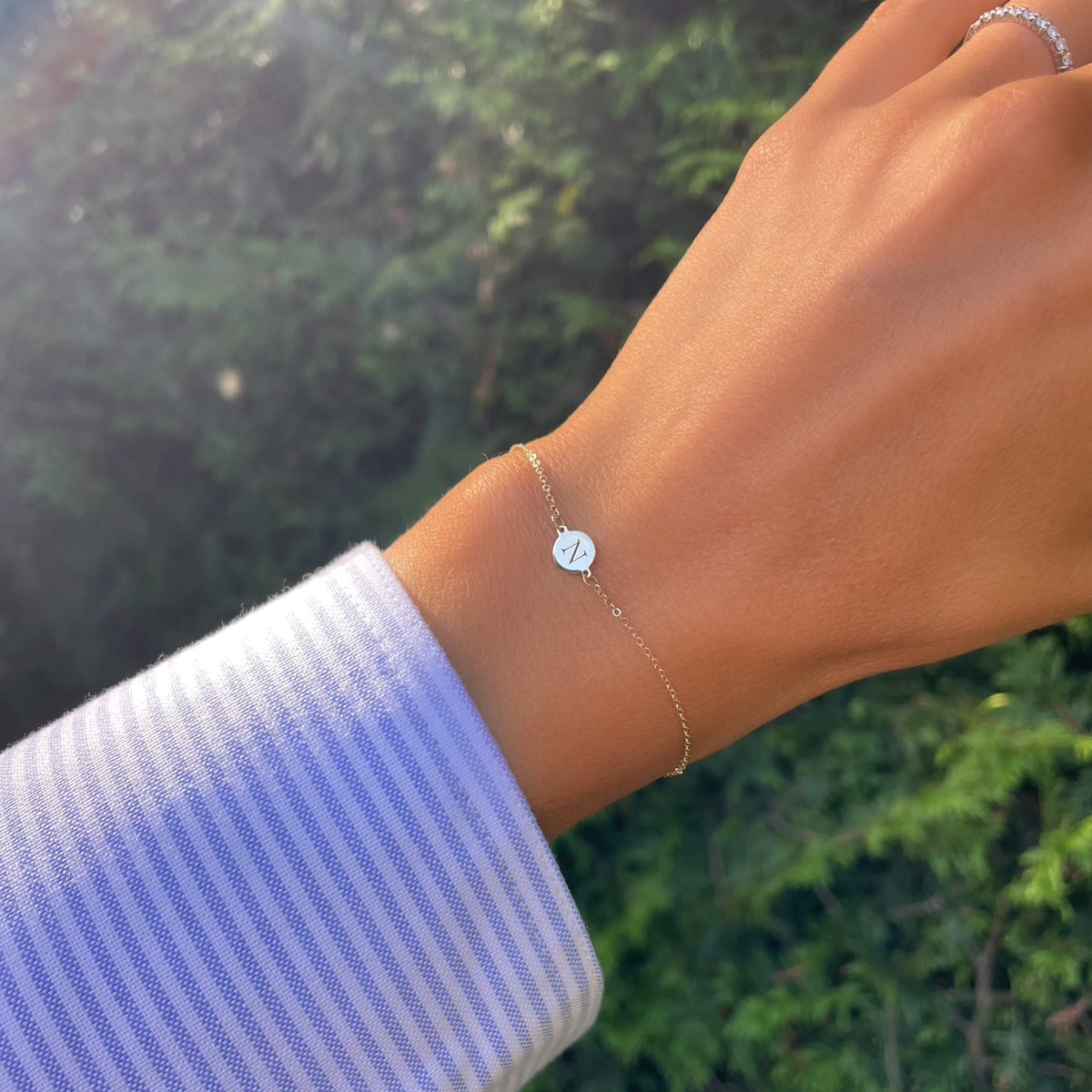 Letter N Bracelet in 14k Gold