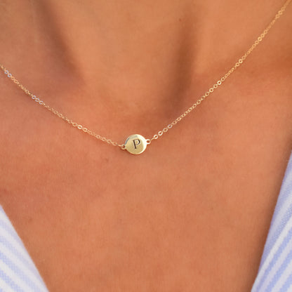 Letter P Necklace in 14k Gold