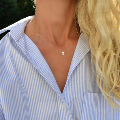 Letter Q Necklace in 14k Gold