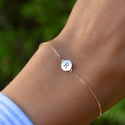 Letter R Bracelet in 14k Gold