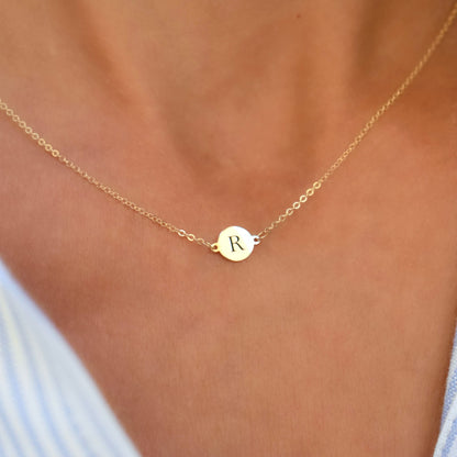 Letter R Necklace in 14k Gold