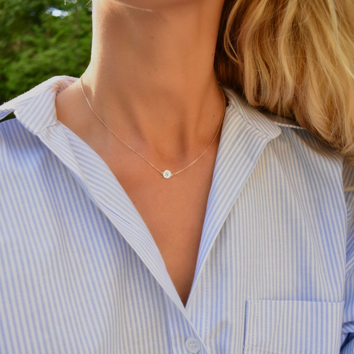 Letter S Necklace in 14k Gold