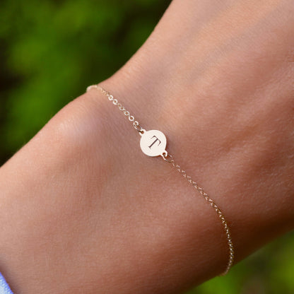 Letter T Bracelet in 14k Gold