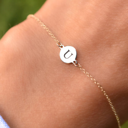 Letter U Bracelet in 14k Gold
