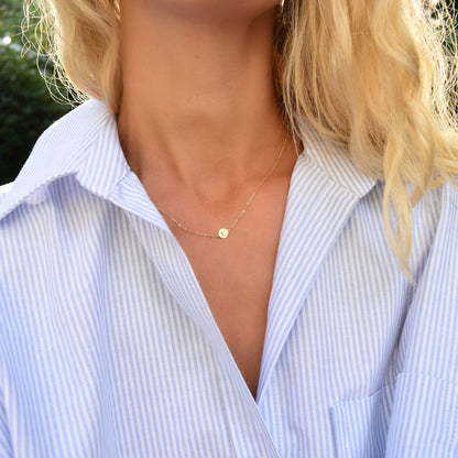 Letter U Necklace in 14k Gold