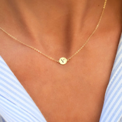 Letter V Necklace in 14k Gold