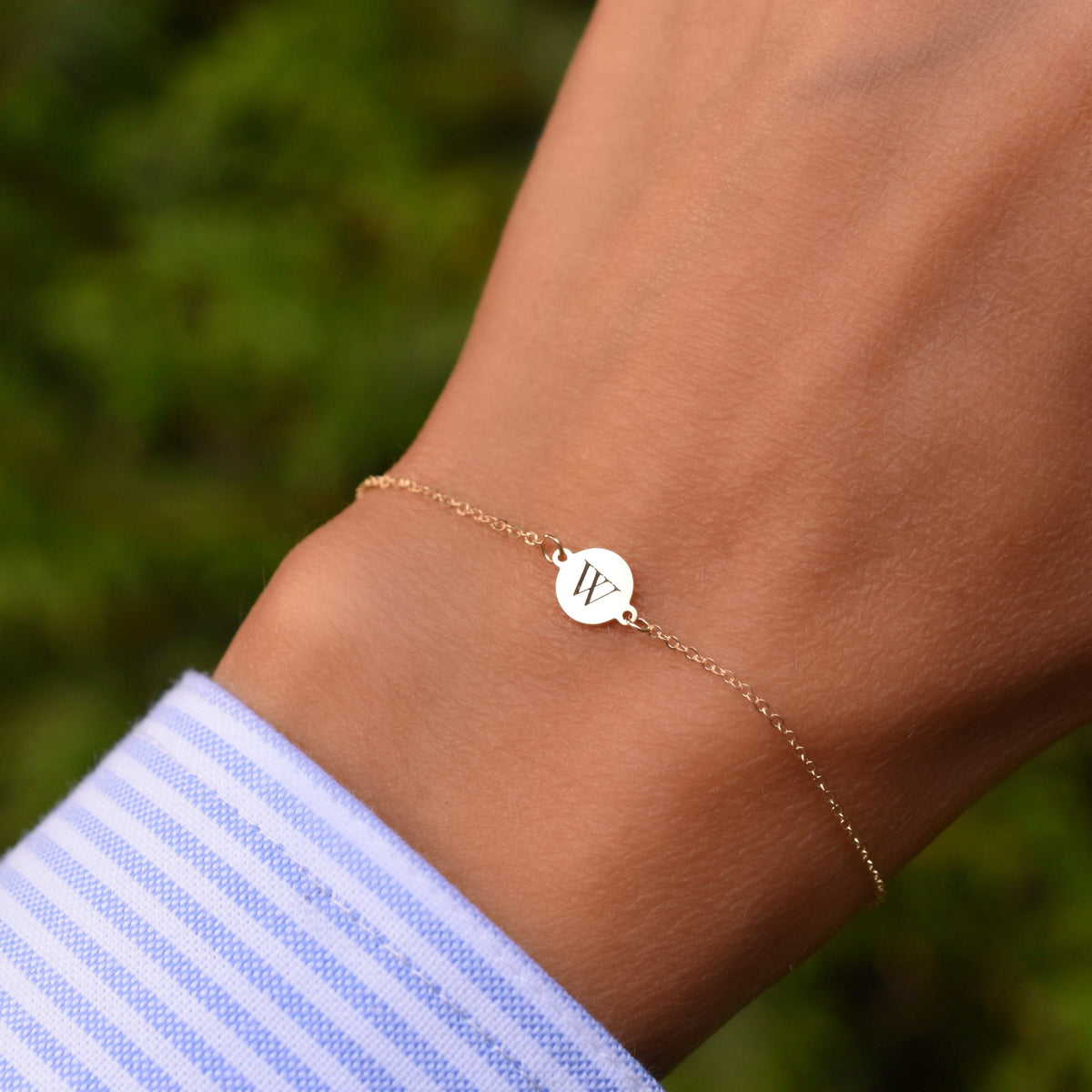 Letter W Bracelet in 14k Gold
