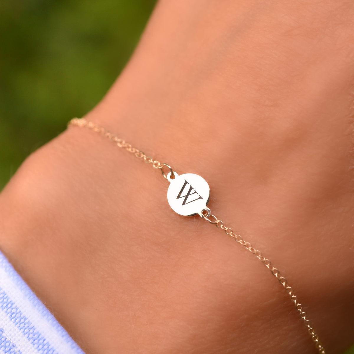 Letter W Bracelet in 14k Gold