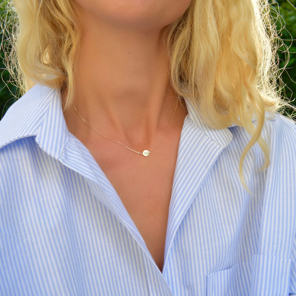 Letter W Necklace in 14k Gold