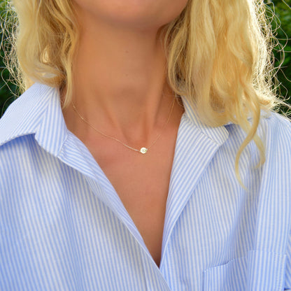 Letter W Necklace in 14k Gold