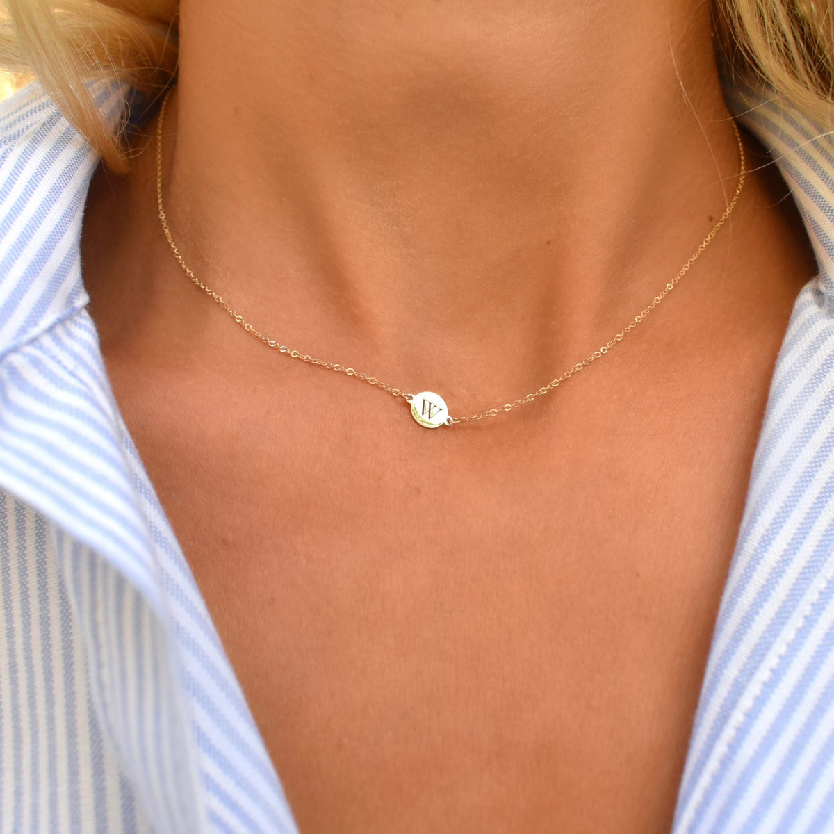 Letter W Necklace in 14k Gold